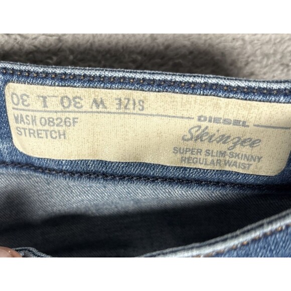 Diesel Skinzee Jeans Women’s Size 30x30 Medium Wash Distressed Super Slim Skinny - Picture 9 of 15